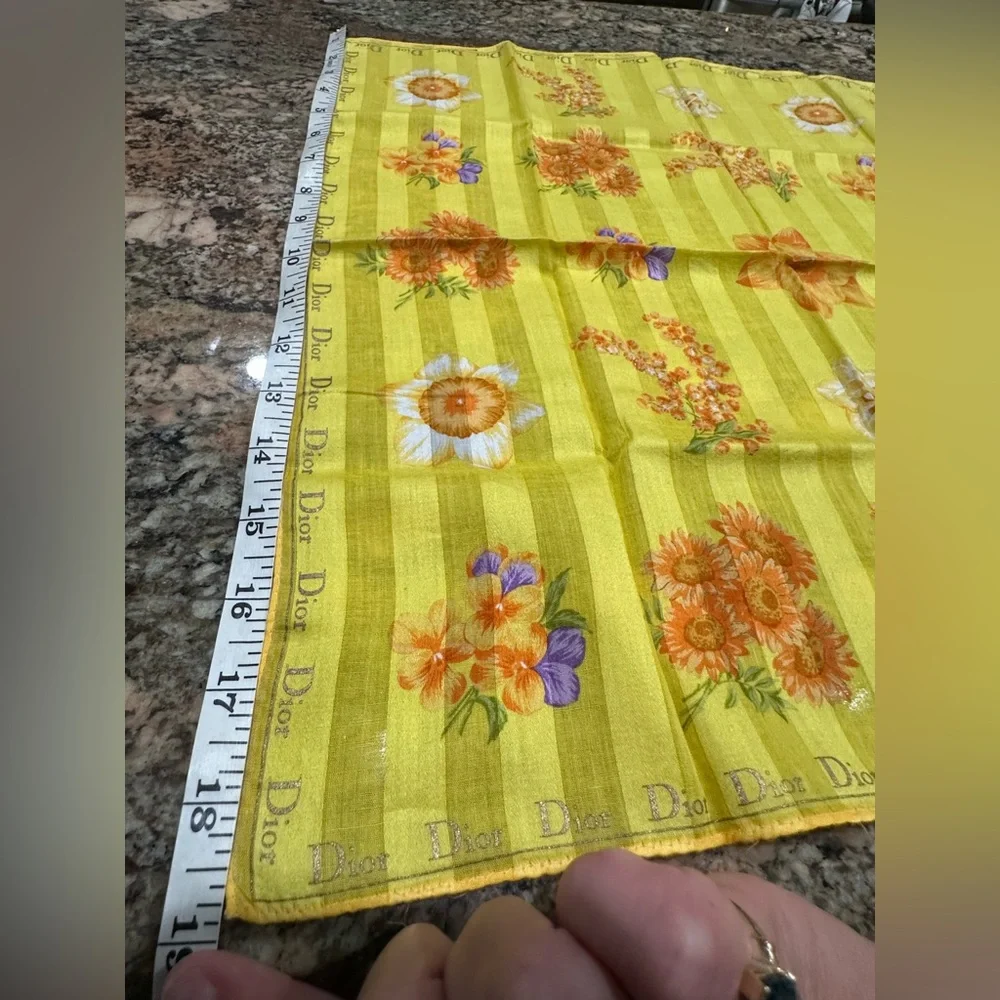 Dior Vibrant Yellow Floral Scarf